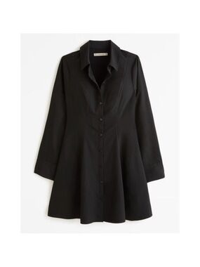 Black Abercrombie Button-Front Fit-and-Flare Shirt Dress